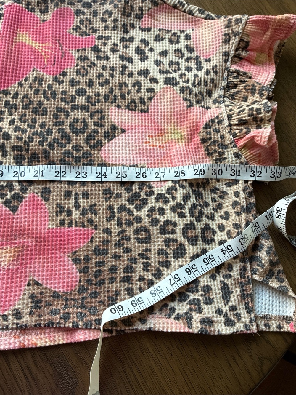 DAVI & DANI Pink Floral Leopard Print Waffle Knit Blouse - Picture 5 of 7